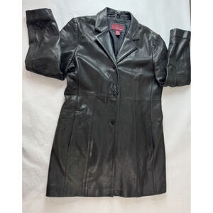 Genuine Leather Longline Jacket Brown Blazer Boho Western Grunge Women Large
